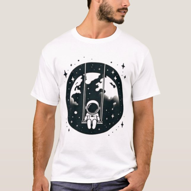 T-shirt astronaute se balançant dans l'espace terrestre (Devant)