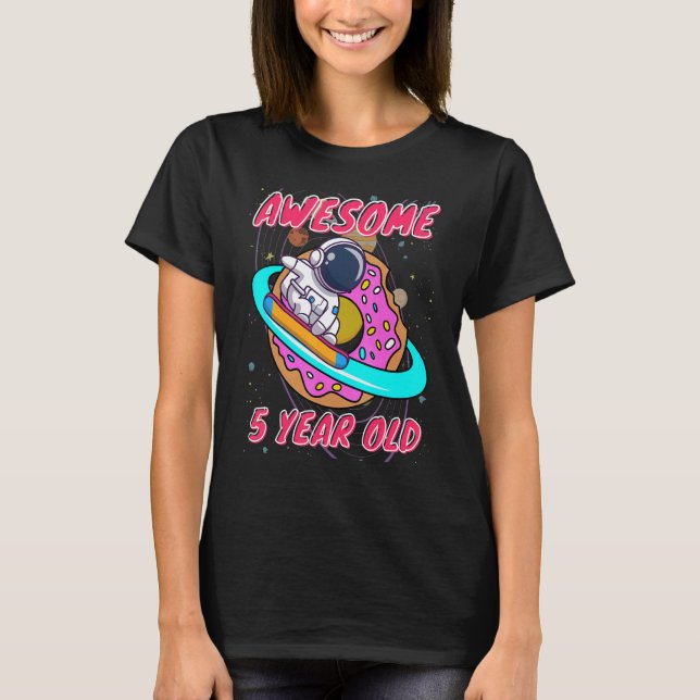 T-shirt Astronaute Spatiale Génial À 5 Ans Anniversaire (Devant)