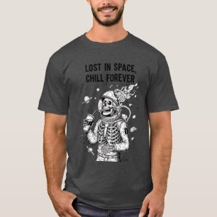 T-shirt Astronaute Squelette Sombre dans l'Espace en Train