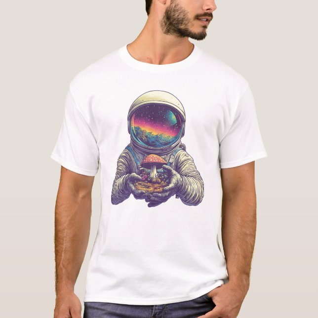 T-shirt astronaute tenant un champignon (Devant)