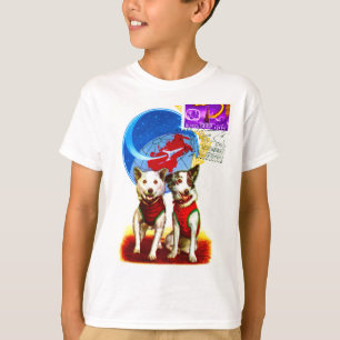 T-SHIRT ASTRONAUTES DE CHIENS DE VOYAGE RÉTRO-SPATIAL