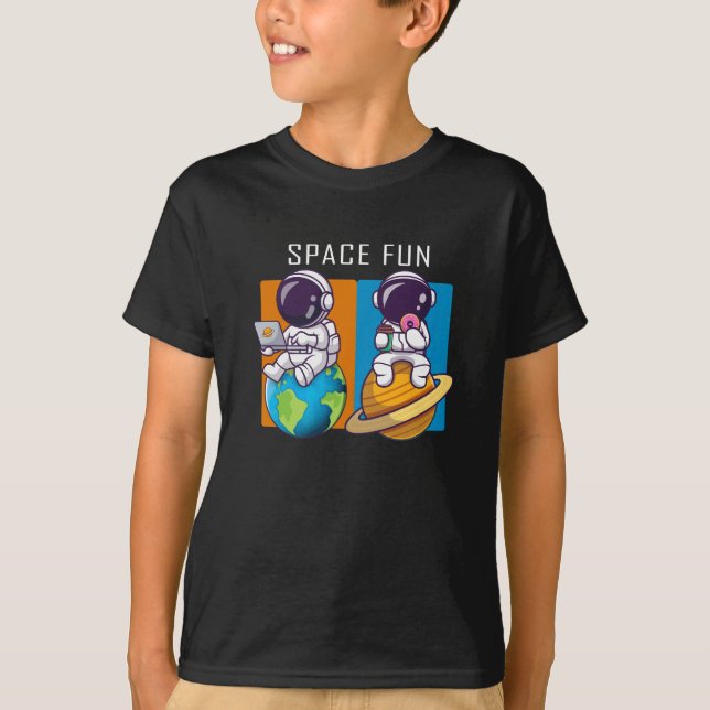 T-shirt astronautes s'amuser, illustration (Devant)