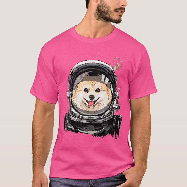 T-shirt Astrono d'exploration spatiale de Chien de Poméran (Devant)