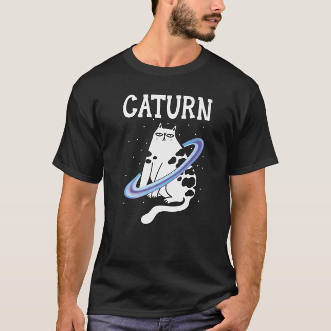 T-shirt Astronome Propriétaire de Chat de Saturne Planètes (Devant)