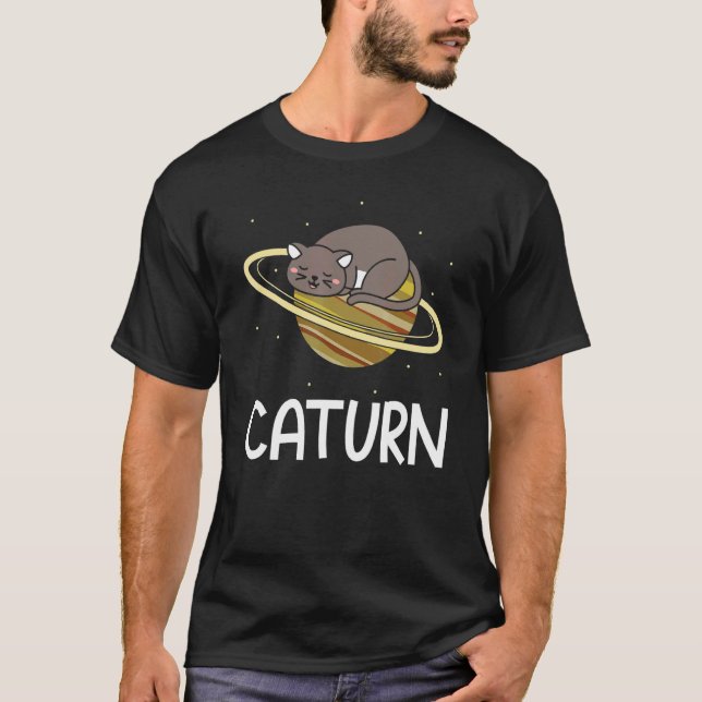 T-shirt Astronome Propriétaire de Chat de Saturne Planètes (Devant)
