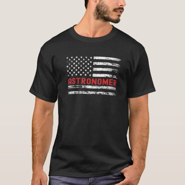 T-shirt Astronomer USA Flag Profession Retro Job Title (Devant)