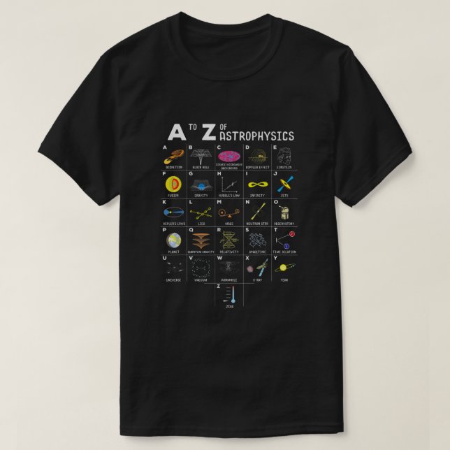 T-shirt Astronomie Amateur D'Astronomie De A À Z (Design devant)