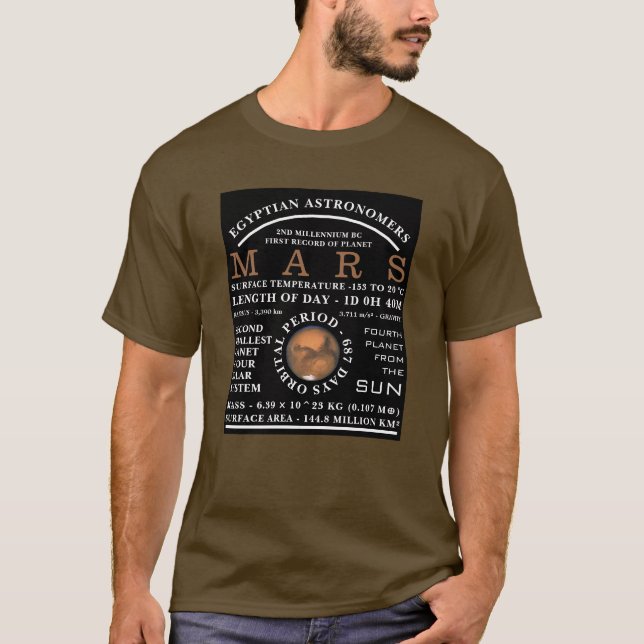 T-shirt Astronomie détaillée de la planète Mars (Devant)