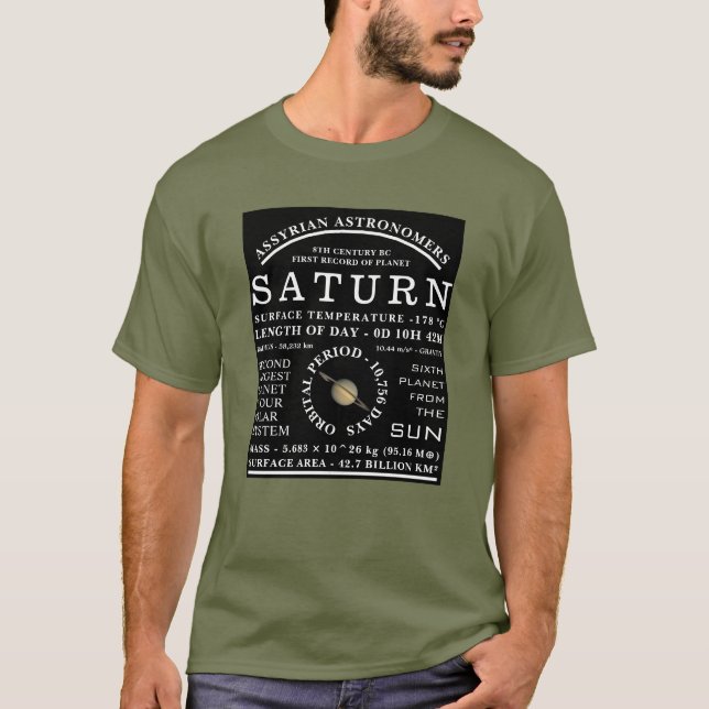 T-shirt Astronomie détaillée de la planète Saturne (Devant)