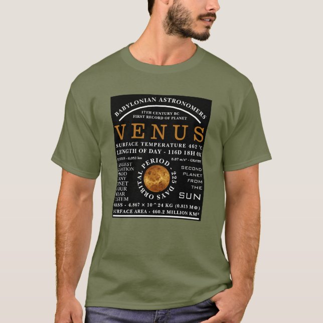 T-shirt Astronomie détaillée de la planète Vénus (Devant)