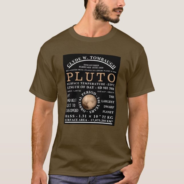 T-shirt Astronomie détaillée Pluto Planète naine (Devant)