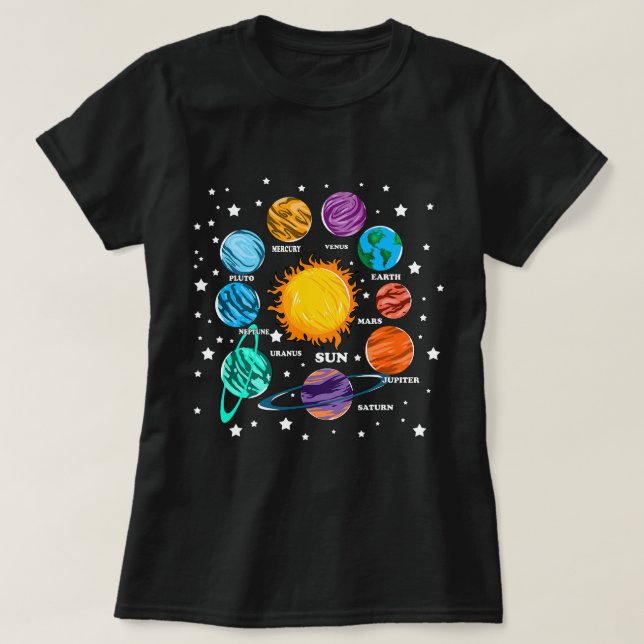 T-shirt Astronomie Lover Kids Solar System Planets Sun Uni (Design devant)