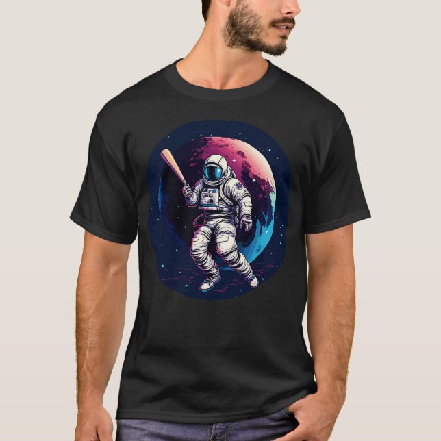 T-shirt Astronot jouant au baseball (Devant)
