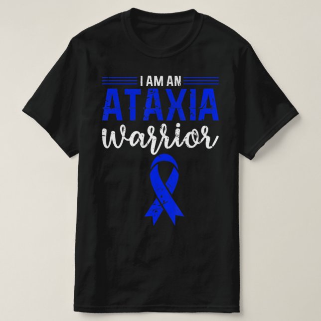 T-shirt Ataxia Warrior Blue Ribbon Mal Coordination A (Design devant)