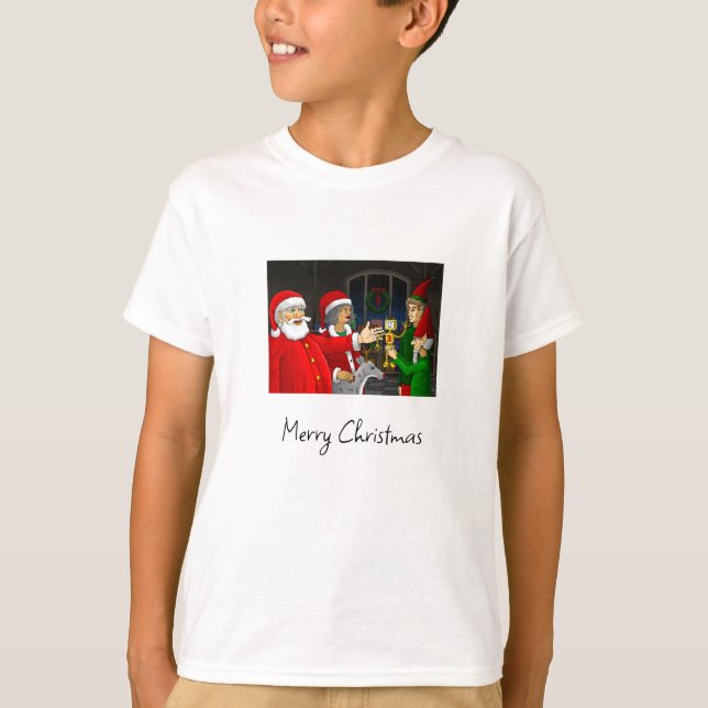 T-shirt Atelier de Noël du Père Noël et de Mme Claus (Devant)