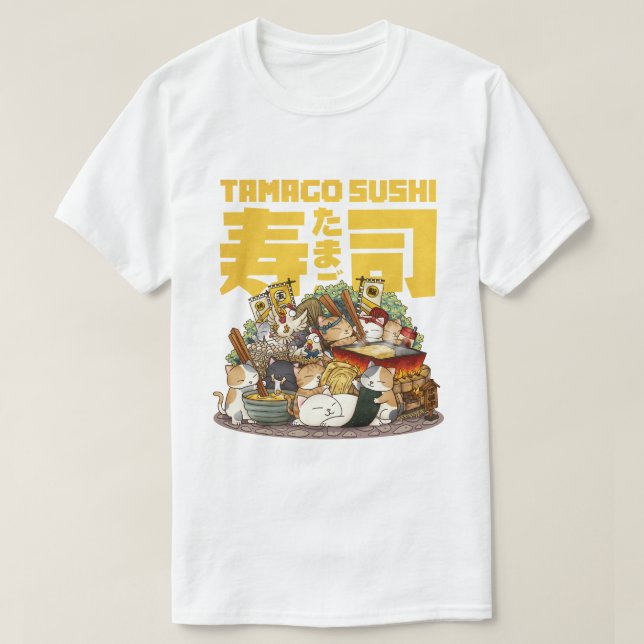 T-shirt Atelier de sushi Tamago Chats Whimsical (Design devant)