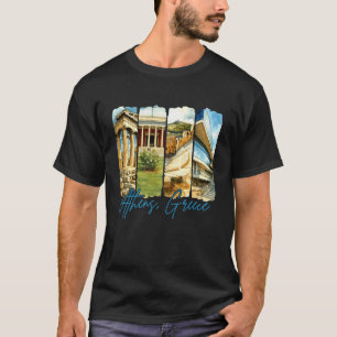T-shirt Athènes Grèce Voyage Voyage Coup de pinceau Souven