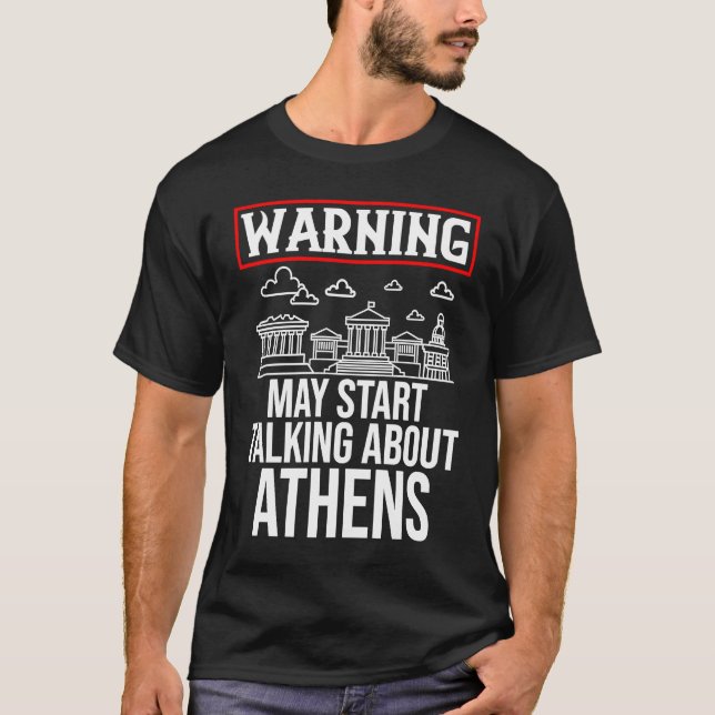 T-shirt Athens Greece City Skyline Map Travel 1 (Devant)