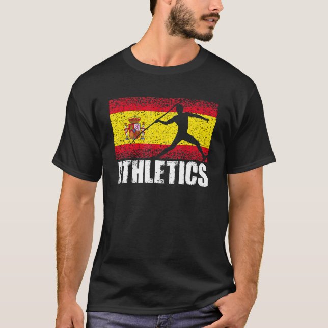 T-shirt Athlétisme Sport Espagne Drapeau Espagnol Javelin  (Devant)
