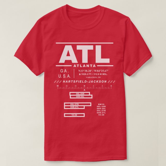 T-shirt ATL de l'aéroport international d'Atlanta (Design devant)