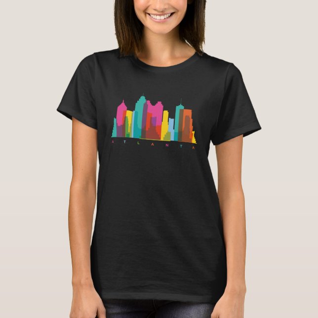 T-shirt Atlanta Georgia USA Skyline Silhouette Outline Ske (Devant)