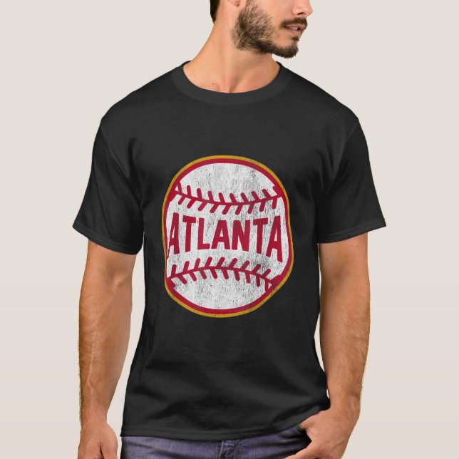 T-shirt Atlanta Tee baseball Vintage Throwback Retro (Devant)