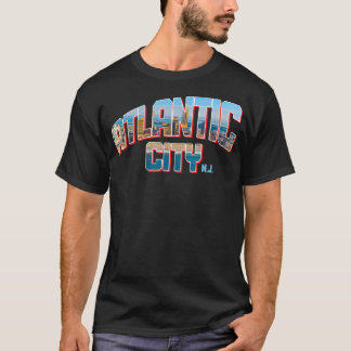 T-shirt Atlantic City New Jersey Nj Skyline Pride Vintage