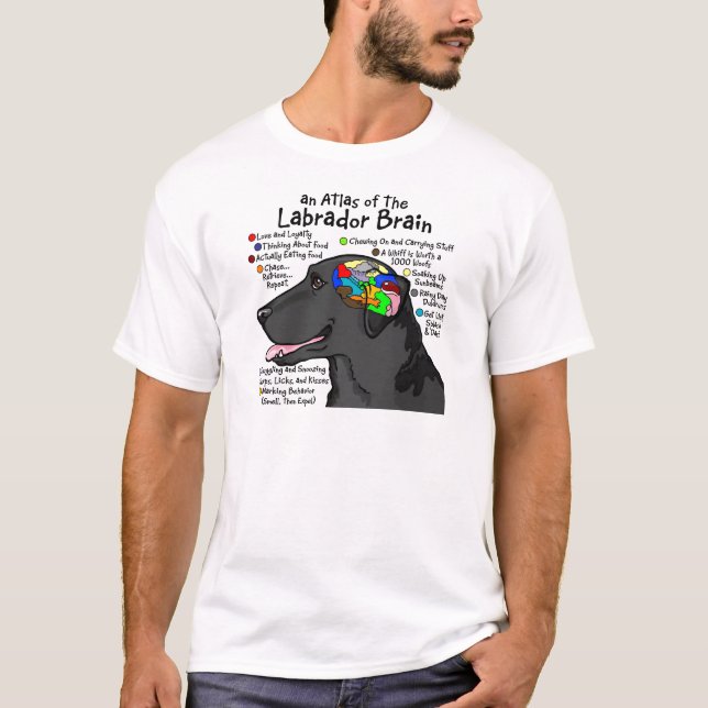T-shirt Atlas noir de cerveau de Labrador (Devant)