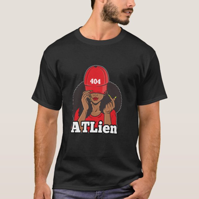 T-shirt ATLien 404 Atlanta ATL Code régional Black Woman A (Devant)