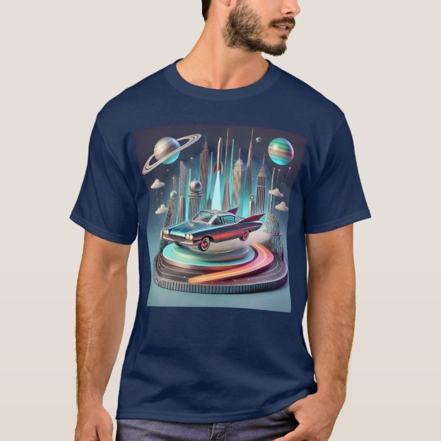 T-shirt Atomic Futuristic Big Fins Coupe Car (Devant)