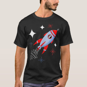 T-shirt Atomic Rocket Retro Mid Century Moderne Futuristic
