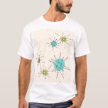 T-shirt atomique iconique de Starbursts<br><div class="desc">Ce motif atomique iconique de T-shirt de Starbursts comporte les starbursts atomiques iconiques. C'est exact ! La vieille école, arrière - plan crème avec des taches d'or est le contexte parfait pour la turquoise vibrante, le céleri calmant, et les cercles colorés de vert kitschy de poire. Les taches de couleur...</div>