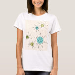 T-shirt atomique iconique de Starbursts<br><div class="desc">Ce motif atomique iconique de T-shirt de Starbursts comporte les starbursts atomiques iconiques. C'est exact ! La vieille école, arrière - plan crème avec des taches d'or est le contexte parfait pour la turquoise vibrante, le céleri calmant, et les cercles colorés de vert kitschy de poire. Les taches de couleur...</div>