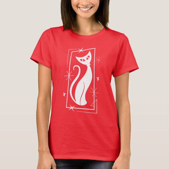 T-shirt Atomique Star Noël Chat MidCentury Moderne MCM (Devant)