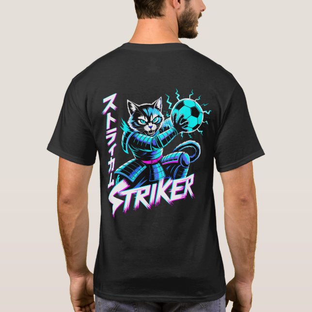 T-shirt Attaquant Chat Néon Futuriste Supporters de Footba (Dos)