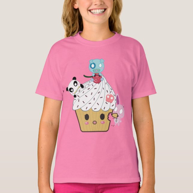 T-shirt Attaque à la cupcake ! (>_<) (Devant)