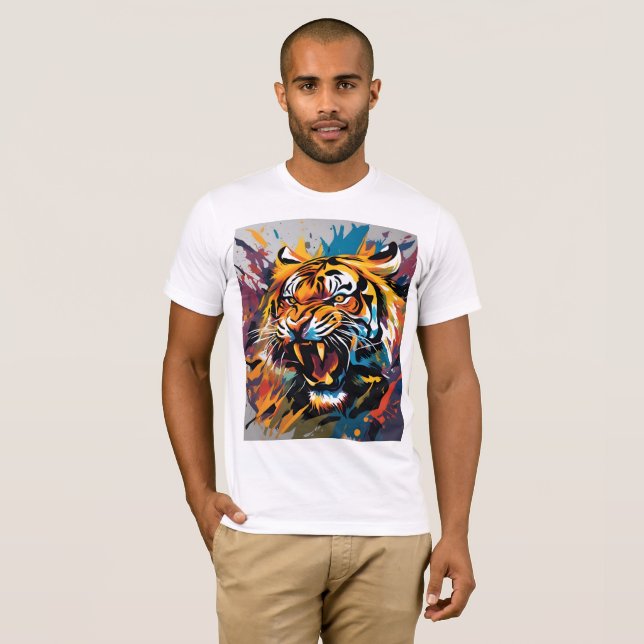 T-shirt attaque au tigre (Devant entier)
