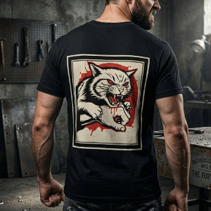 T-shirt Attaque de Félin Furieux Chat Égé Blood Claw Noir