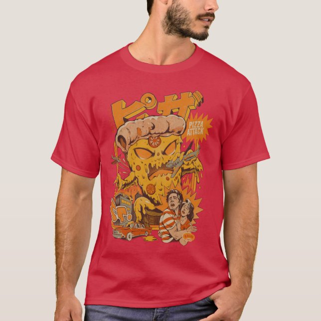 T-shirt Attaque de pizza famille (Devant)