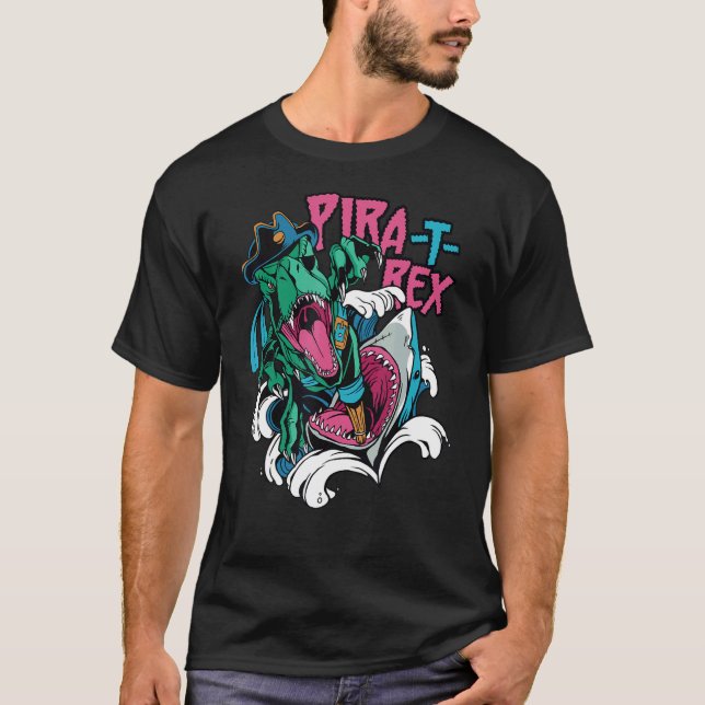 T-shirt Attaque de requin Un pirate rex Pira rex Temps de  (Devant)