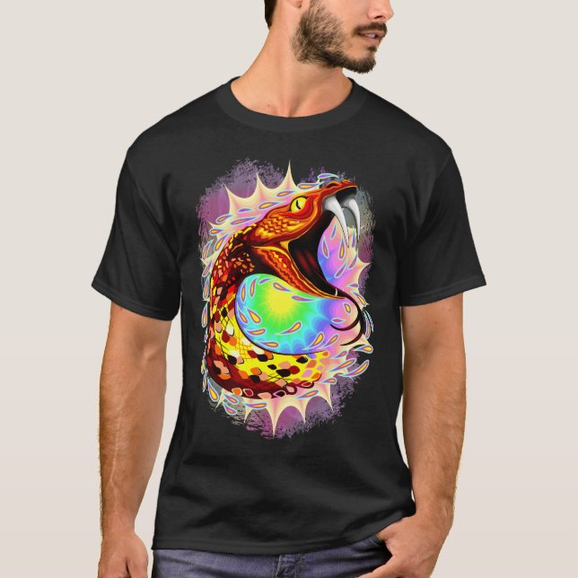 T-shirt Attaque de serpent Psychedelic Surreal Art (Devant)