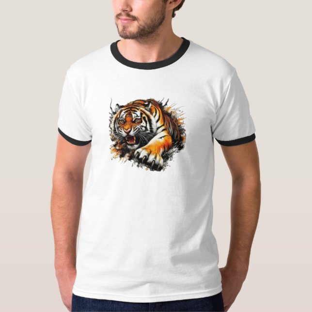 T-shirt Attaque de tigre en ruines (Devant)