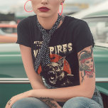 T-shirt Attaque des Vampires Vintage Rockabilly<br><div class="desc">T-shirt à thème chaume vintage | Crème et rouge. Embrassez l'horreur vintage avec mon Attaque des Vampires Rockabilly T-Shirt. Doté d'une chauve-souris féroce prête à frapper, ornée d'un texte vintage inspiré du film d'horreur, ce design est parfait pour les amateurs d'horreur vintage et les amateurs de Dracula. Disponible en crème...</div>
