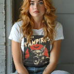 T-shirt Attaque des Vampires Vintage Rockabilly<br><div class="desc">T-shirt à thème chaume vintage | Crème et rouge sur blanc avec un aspect en détresse. Embrassez l'horreur vintage avec mon Attaque des Vampires Rockabilly T-Shirt. Doté d'une chauve-souris féroce prête à frapper, ornée d'un texte vintage inspiré du film d'horreur, ce design est parfait pour les amateurs d'horreur vintage et...</div>