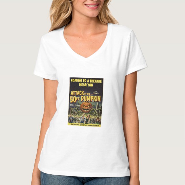 T-shirt Attaque du Citrouille de 50 pieds (Devant)