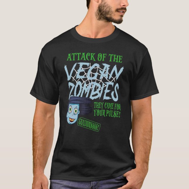T-shirt Attaque Du Vegan Zombies Vegetarian Vegan Hallo (Devant)