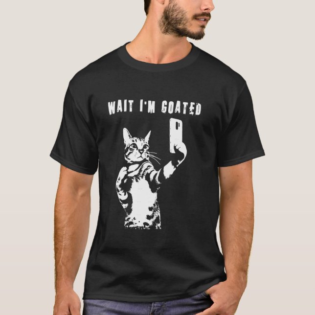 T-shirt Attends, je suis mangé drôle Mème de chat (Devant)