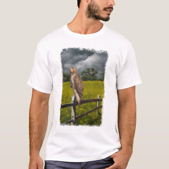 T-shirt Attente de la tempête - Red tail Hawk (Devant)