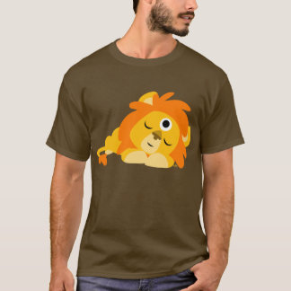T-shirt attentif mignon de lion de bande dessinée
