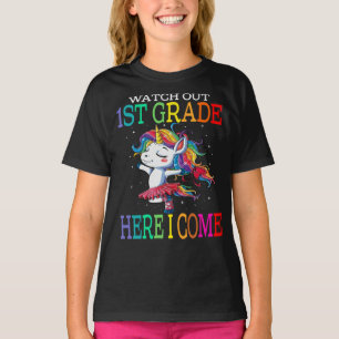 T-shirt Attention 1E Année Je Viens Unicorn